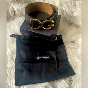 Authentic Dolce and Gabbana Leather Belt with Gold GG